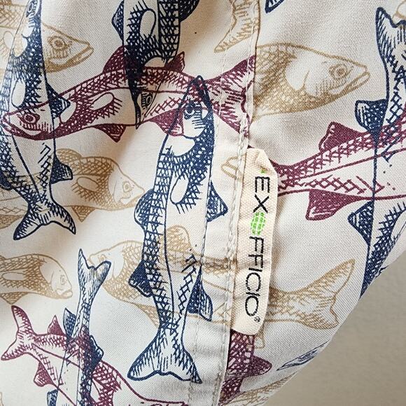 Exofficio Mens Medium Short Sleeve Fish Vented Outdoor Shirt Eyeglass Cloth - Picture 8 of 14